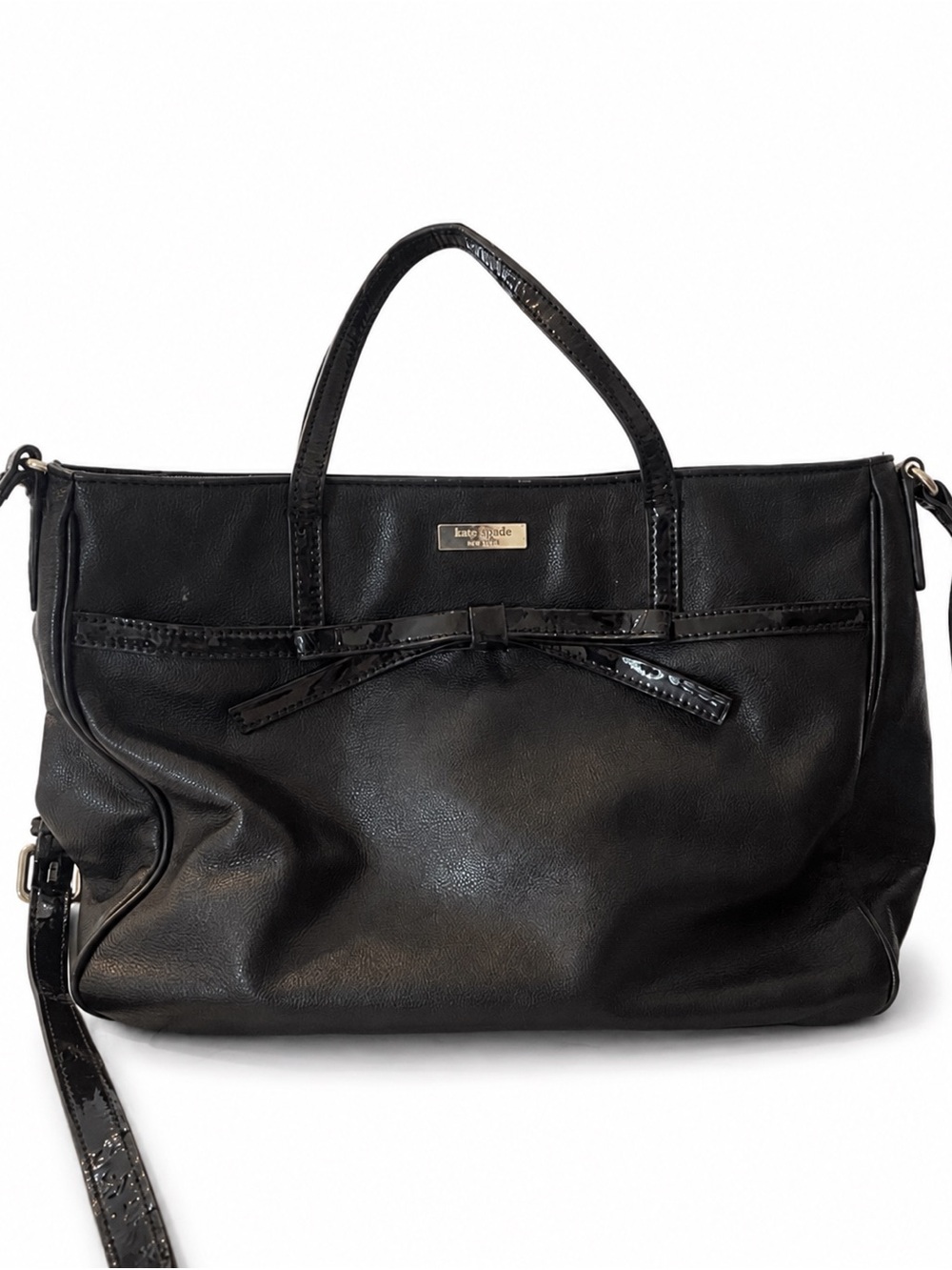 Kate Spade Black Women's Tote handBag with Bow Accent and Gold Hardware purse